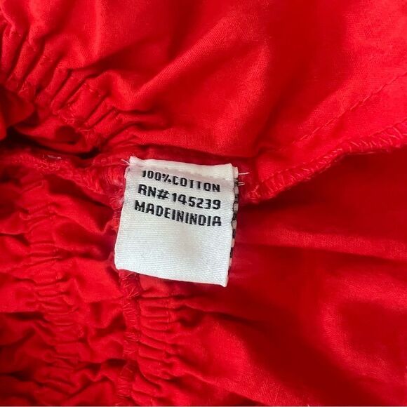 Sim & Sam Red-Orange V Neck Tie Shoulder Crop Top - Picture 9 of 9